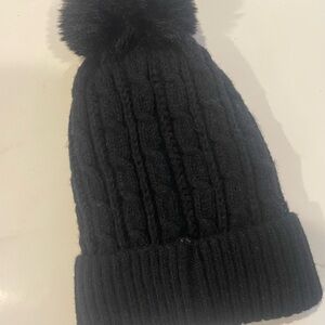 Cozy Black Knit Pom-Pom Beanie